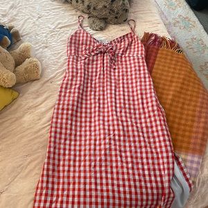J Crew red and blue gingham shift dress